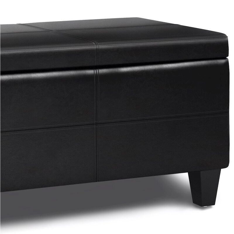 Simpli Home Afton Solid Hardwood Storage Ottoman Bench In Midnight Black