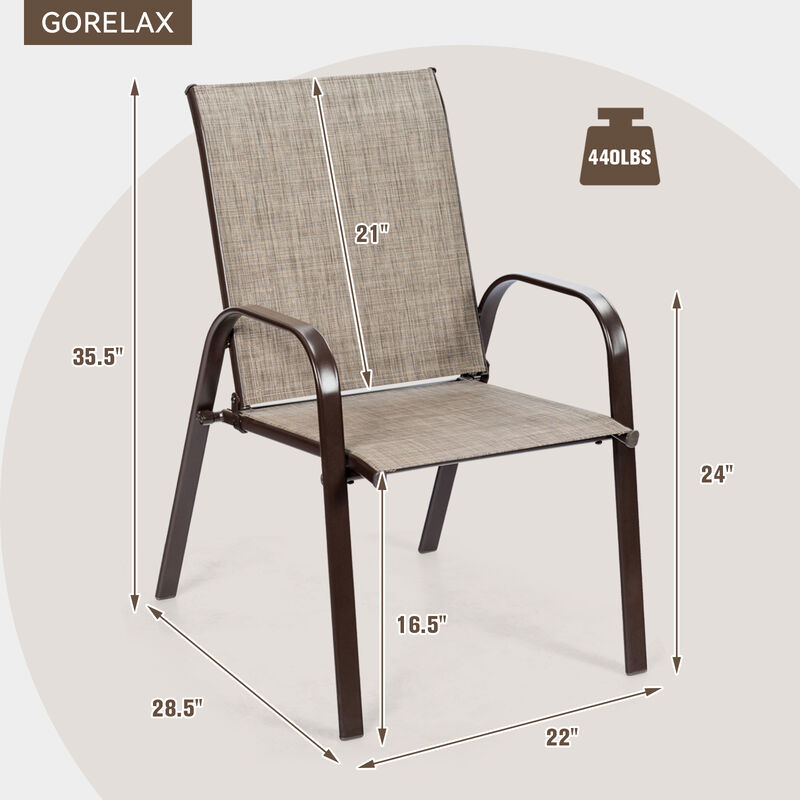 2 Pcs Patio Chairs Outdoor Dining Chair with Armrest