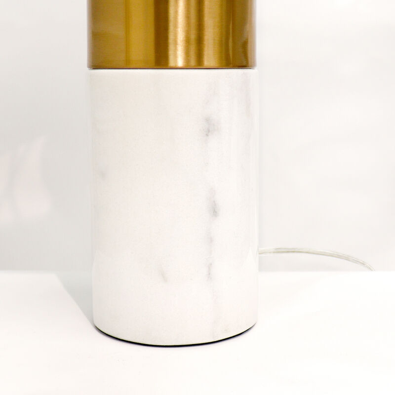 Pasargad Home Rhoda Marble White/Gold Table Lamp, H25"