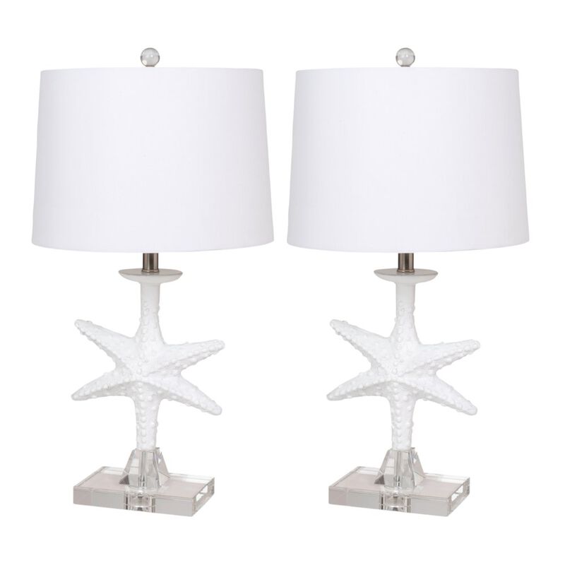 Lux Lighting Patrick 28 White Starfish / Crystal Base, (Set of 2)