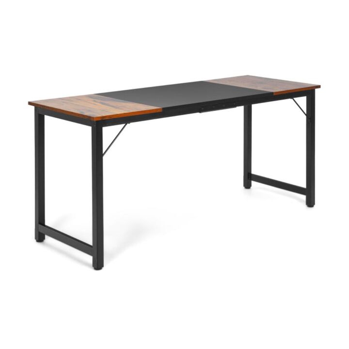 Hivvago 63 Inch Modern Splice Computer Desk with Heavy Duty Steel Frame