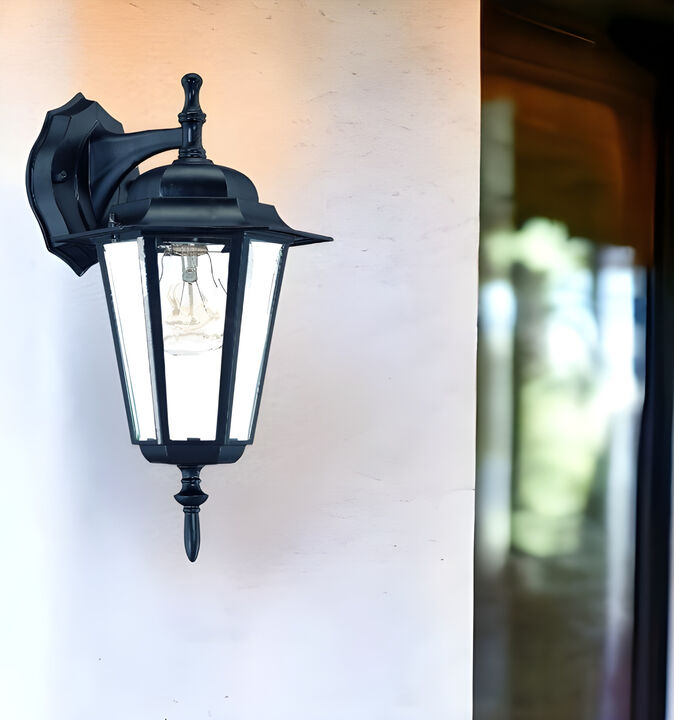 Hivvago Matte Black Glass Hanging Lantern Wall Light
