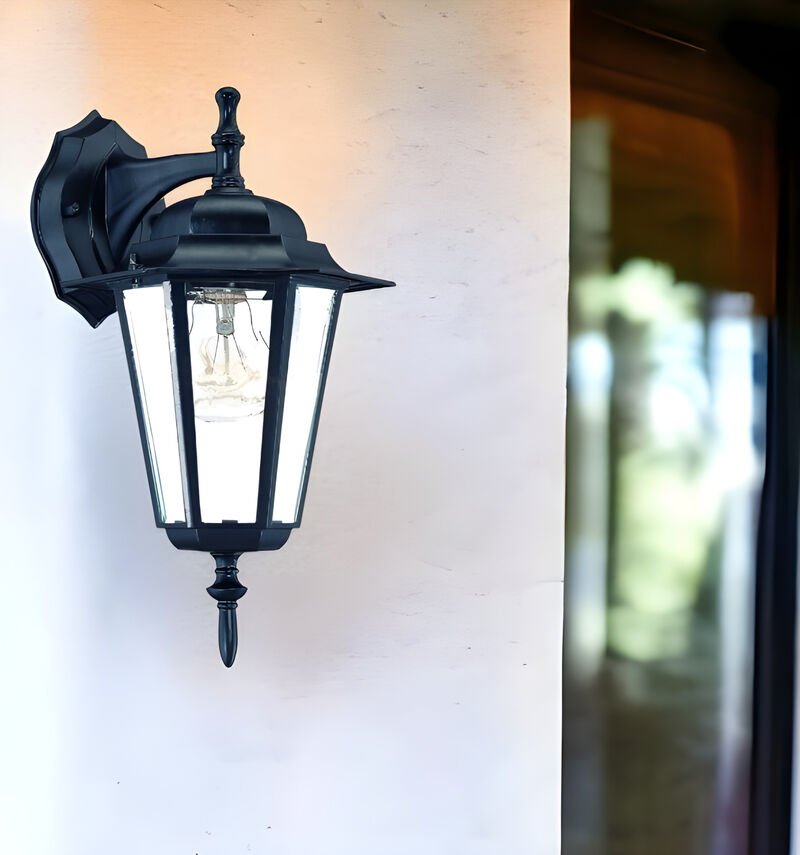 Hivvago Matte Black Glass Hanging Lantern Wall Light