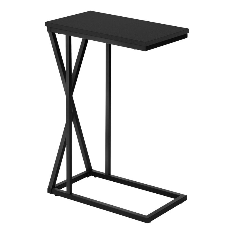 Monarch Specialties I 3247 Accent Table, C-shaped, End, Side, Snack, Living Room, Bedroom, Metal, Laminate, Black, Contemporary, Modern