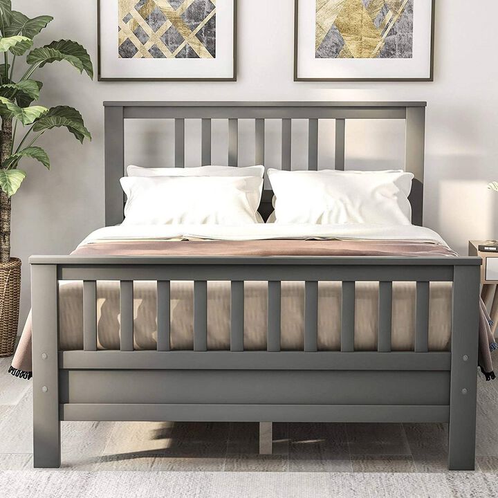 Pine Wood Slatted Platform Headboard Footboard Full Size Bed