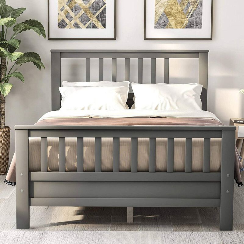 Pine Wood Slatted Platform Headboard Footboard Full Size Bed