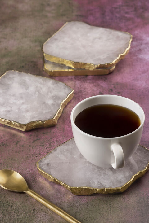 Dazzle Rose Quartz Coasters, Set of 4