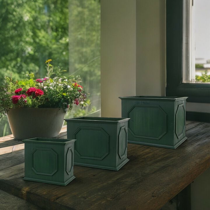 Wooden Rectangular Planter Box for Outdoor and Indoor Garden Décor (Set of 3)