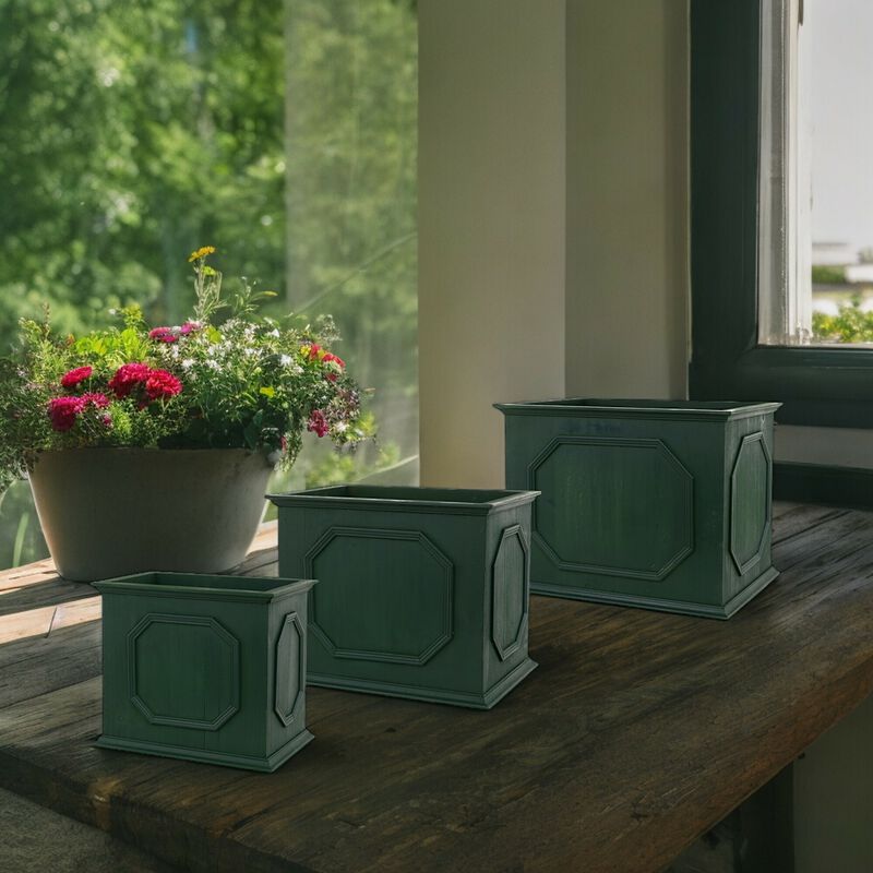 Wooden Rectangular Planter Box for Outdoor and Indoor Garden Décor (Set of 3)