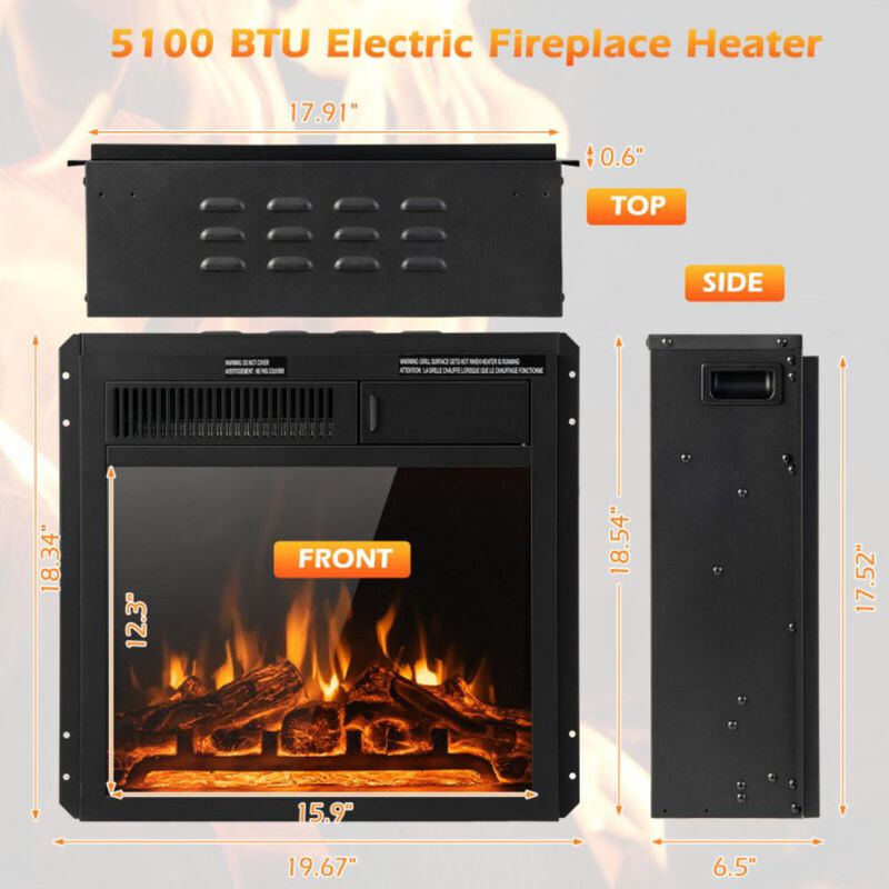 Hivvago 18/22.5 Inch Electric Fireplace Insert with 7-Level Adjustable Flame Brightness