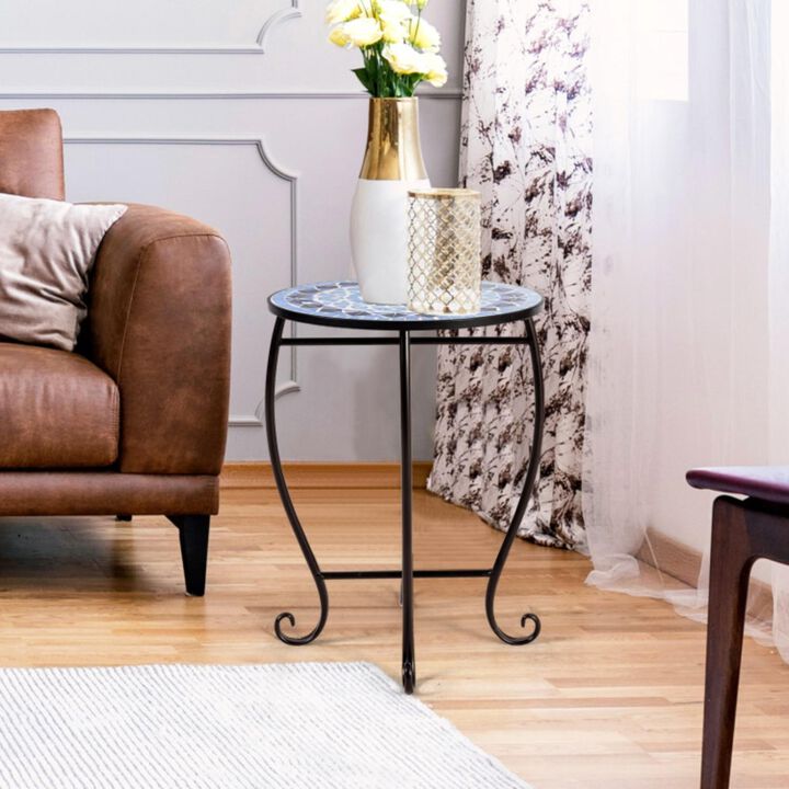 Hivvago Folding Mosaic Side Table for Living Room