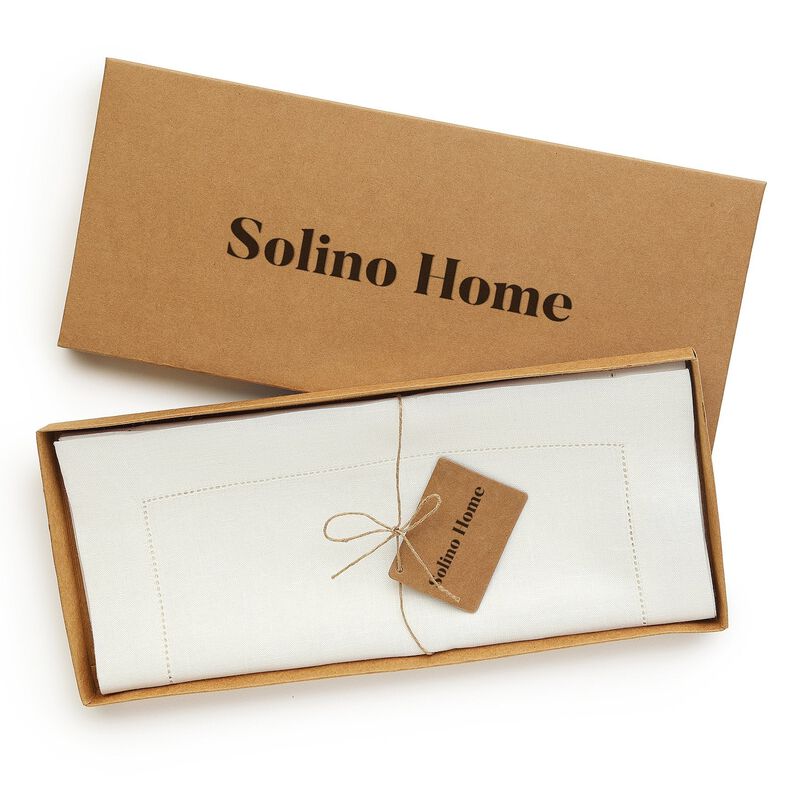 Solino Home 100% Pure Linen Table Runner | Classic Hemstitch for Thanksgiving, Christmas