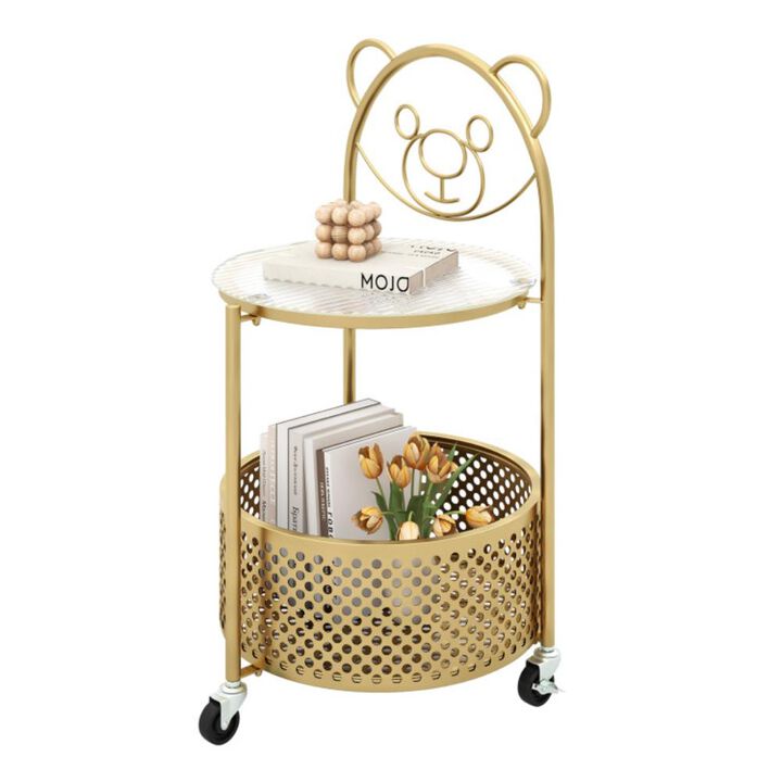 Hivvago Modern Sofa Side Table on Lockable Wheels for Living Room Bedroom Study