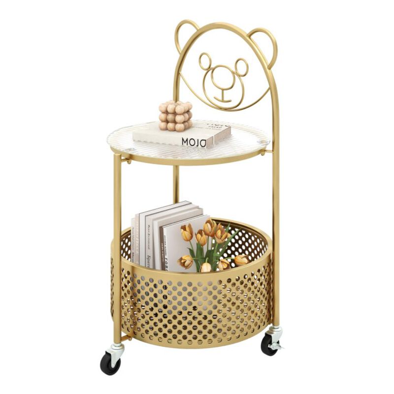 Hivvago Modern Sofa Side Table on Lockable Wheels for Living Room Bedroom Study