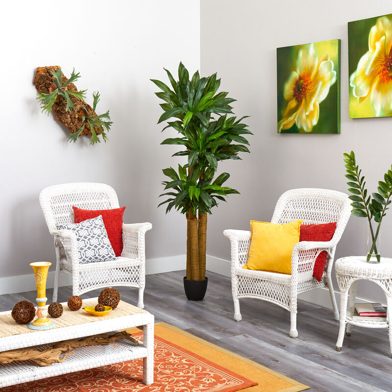 Hivvago 6' Corn Stalk Dracaena Artificial Plant (Real Touch)