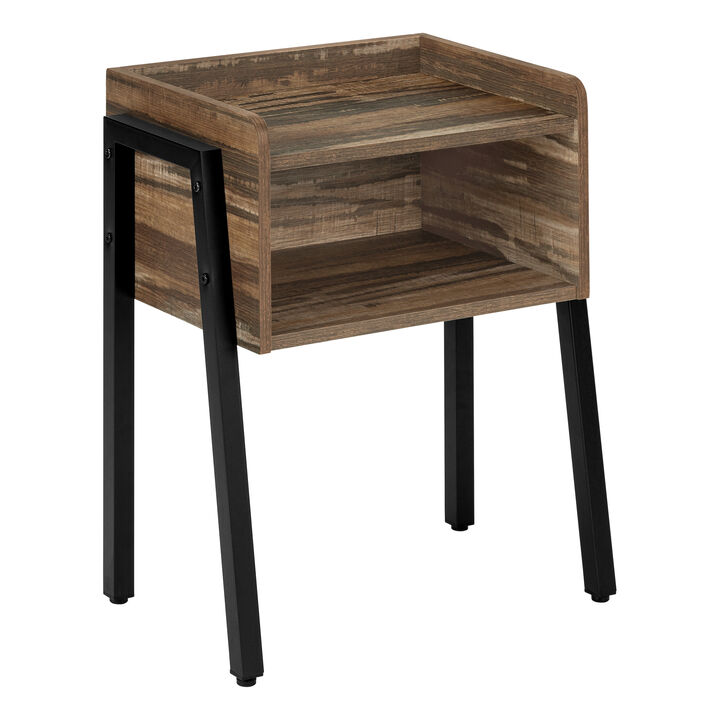 Monarch Specialties I 3583 Accent Table, Side, End, Nightstand, Lamp, Living Room, Bedroom, Metal, Laminate, Brown, Black, Contemporary, Modern