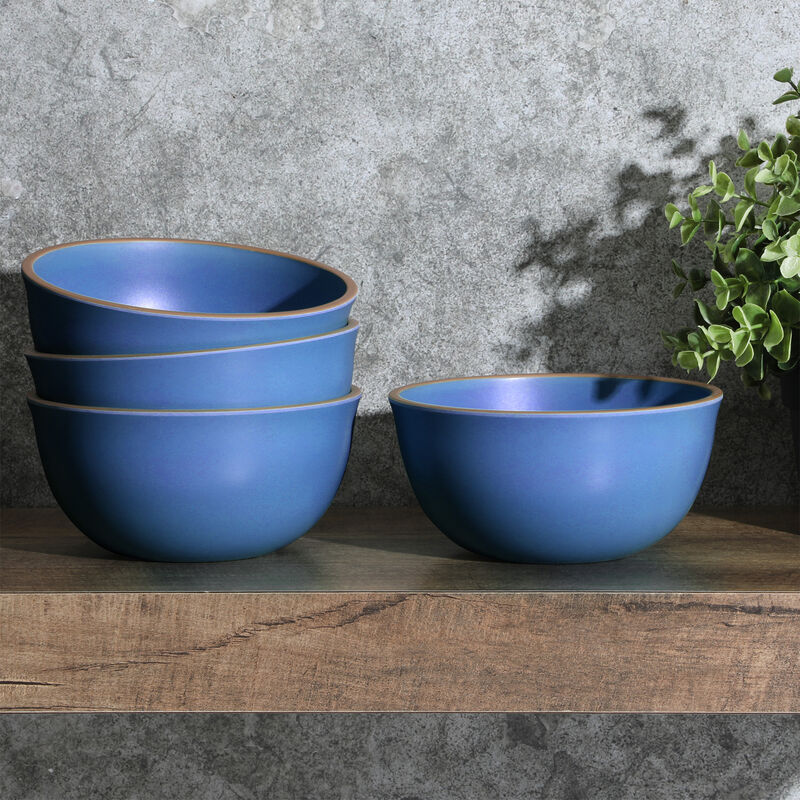 Gibson Home Rockabye 4 Piece 6.1 Inch Melamine Cereal Bowl Set in Blue