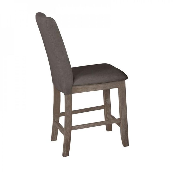 Gray linen fabric counter height dining side chairs (SET OF 2)