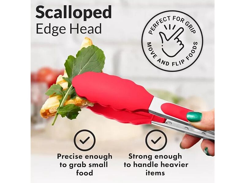 Zulay Kitchen Stainless Steel Kitchen Tongs with Silicone Tips - Set of 2