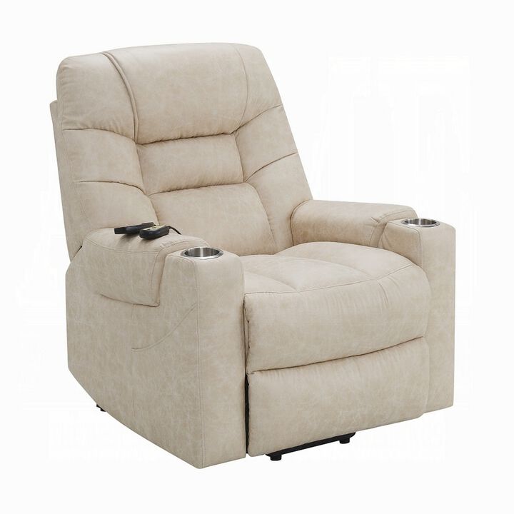 Aira Power Recliner Lift Chair with Heating Massage, Gray Faux Leather - Benzara