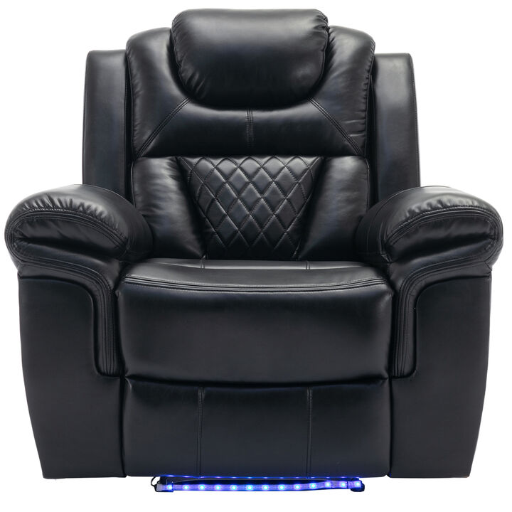 Home Theater Seating Manual Recliner Chair With LED Light Strip For Living Room, Bedroom