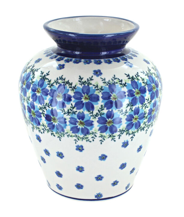 Blue Rose Polish Pottery Porcelain Vine Medium Vase