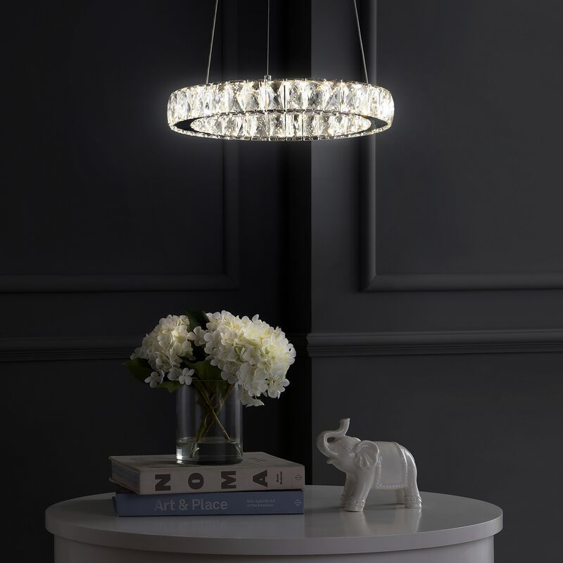 Reese 15.7" Adjustable Integrated LED Metal/Crystal Pendant Pendant