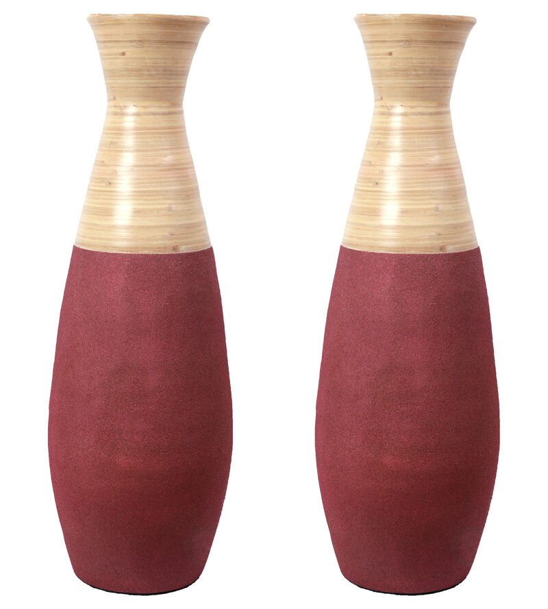 Set of 2 Burgundy Floor Vases