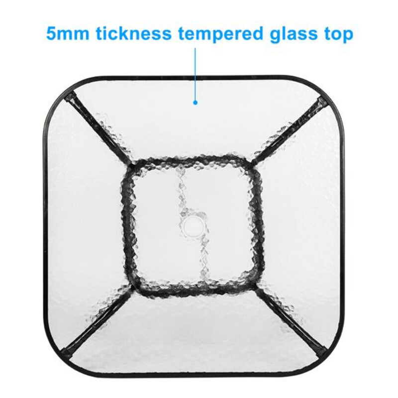 Toughened Glass Square Outdoor Table for Yard and Garden Dining