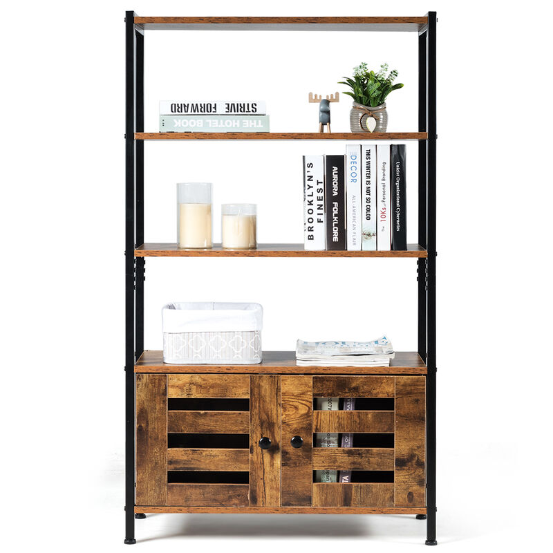 Costway Industrial Storage Cabinet Bookshelf Bookcase Bathroom Floor Cabinet W/3 Shelves