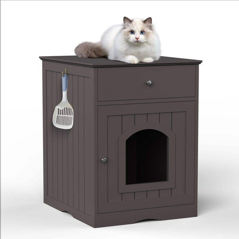 Wooden Pet House with Drawer and Side Table