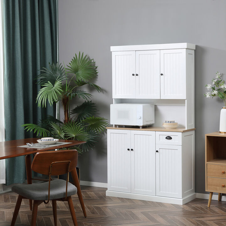 71" Modern Freestanding Kitchen Pantry Cabinet with Adjustable Shelves & Drawer