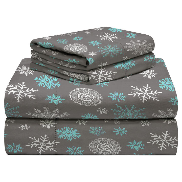 Pointehaven 190 GSM 100% Cotton Storm Grey Solid Flannel Deep Pocket 3 pc Sheet Set, Twin Extra Long