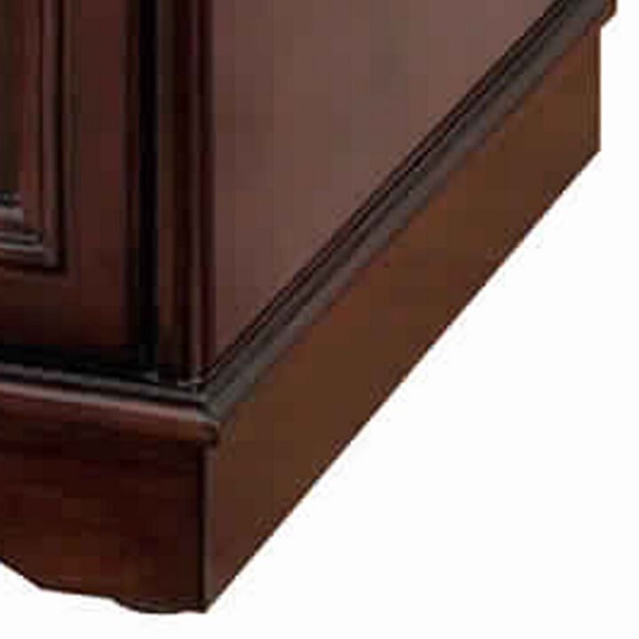 Highly Functional Sleek Transitional Side Table With USB, Cherry-Benzara