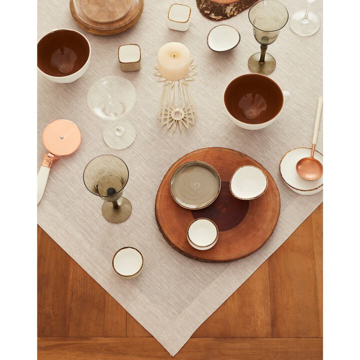 Solino Home 100% Pure Linen Table Throw 52 x 52 Inch | Athena