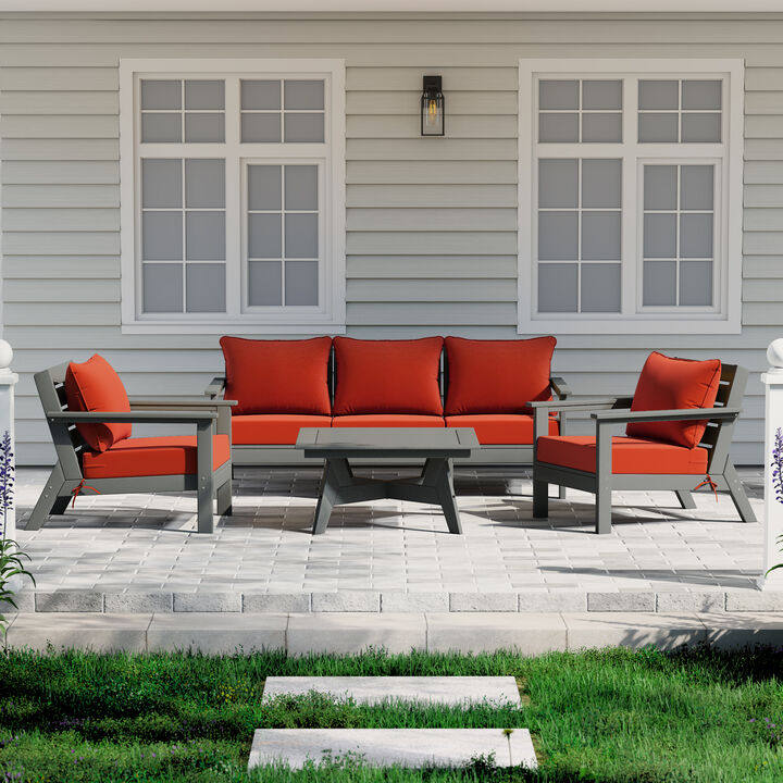 WestinTrends Outdoor 6-Piece Modular Sectional Patio Furniture Sofa Set