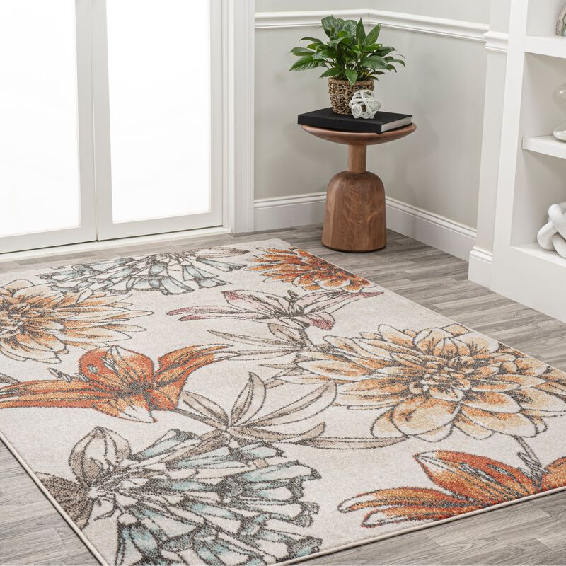 Giglio Modern Botanical Flower Area Rug