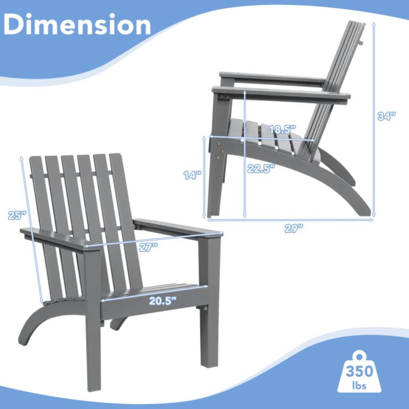 Hivvago Outdoor Durable Patio Acacia Wood Adirondack Lounge Armchair