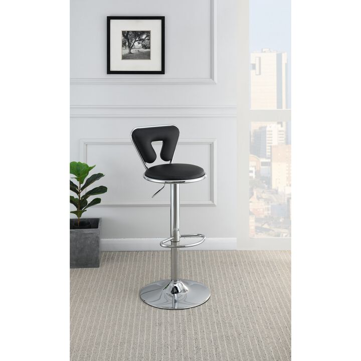 Set of 2 Black Faux Leather Barstool Chairs
