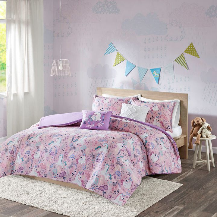 Gracie Mills Glenda Magic Unicorn Cotton Duvet Cover Set