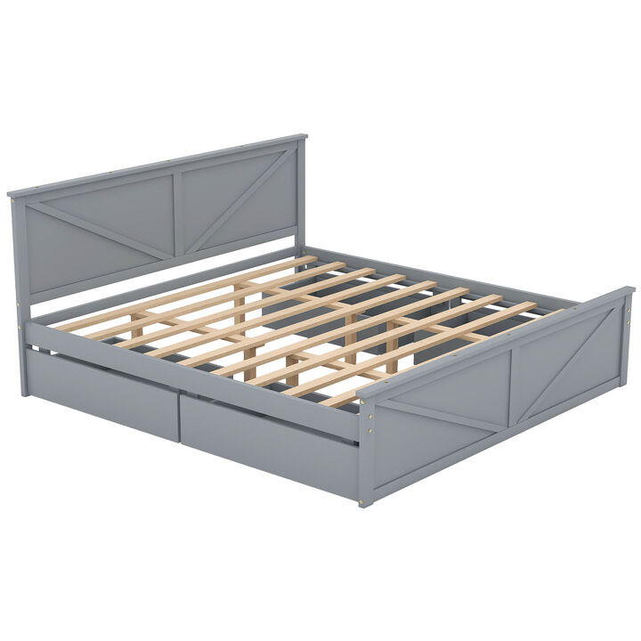 Merax Wooden Platform Bed with 4 Drawers