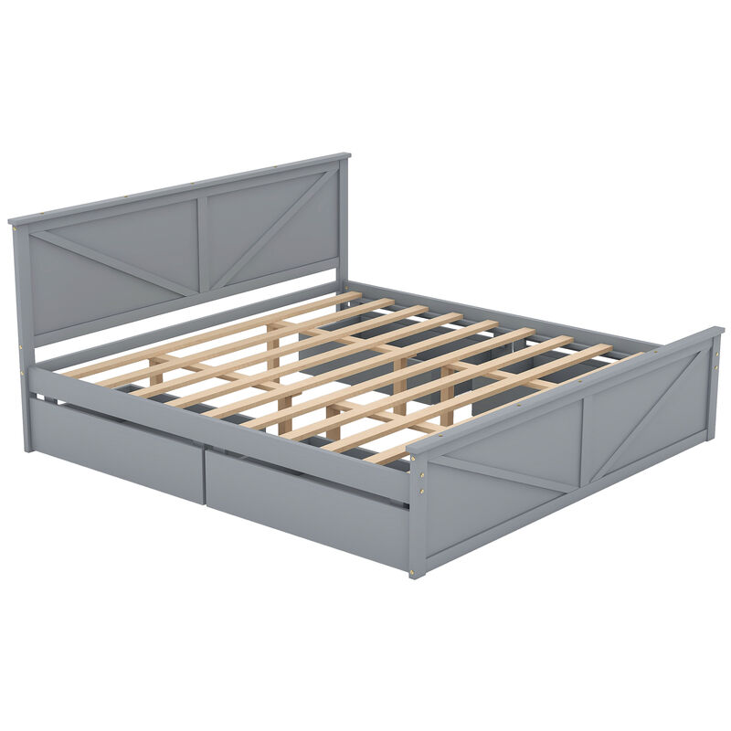 Merax Wooden Platform Bed with 4 Drawers