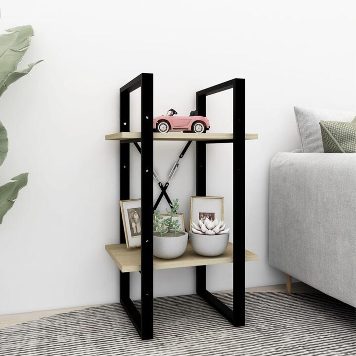 vidaXL 2-Tier Book Cabinet Sonoma Oak 15.7"x11.8"x27.6" Chipboard