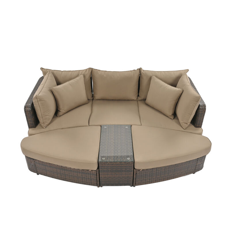 6-Piece Outdoor Rattan Sofa Set with Coffee Table