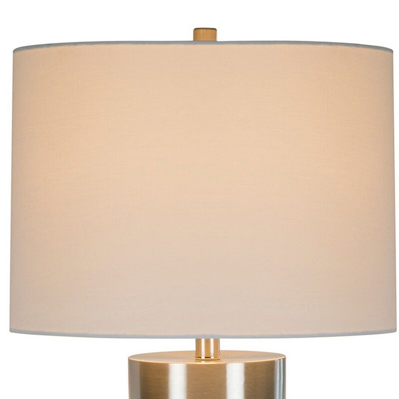 29 Inch Table Lamp, Set of 2, Metal, Concrete, Gray and Chrome Finish-Benzara