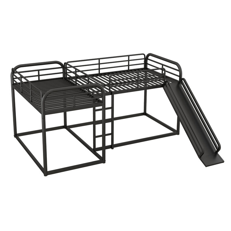 Quad L-Shaped Bunk Bed with Slide