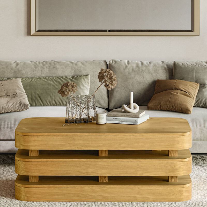 Jofran Brix Mid-Century Modern Floating Sculpture Layered Coffee Table