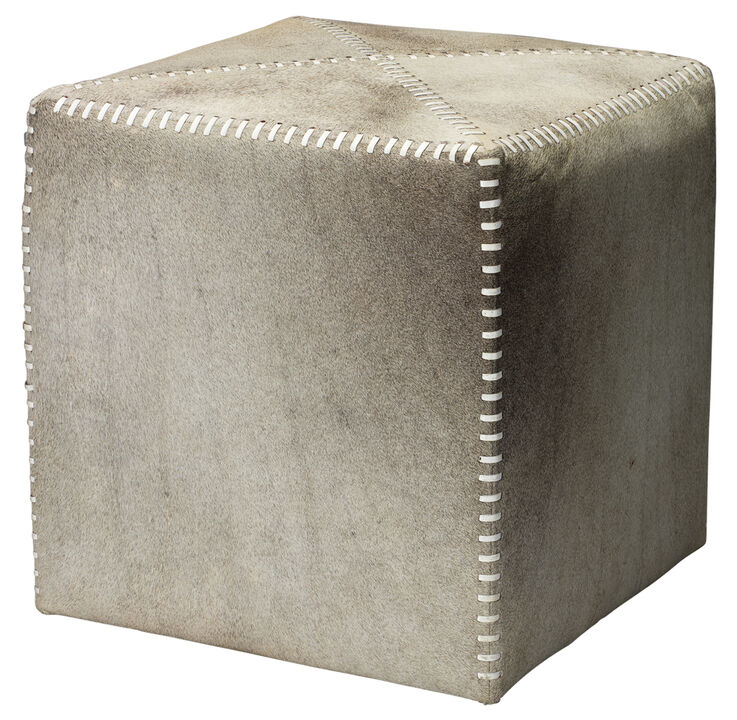 Grey Small Hair on Hide Ottoman