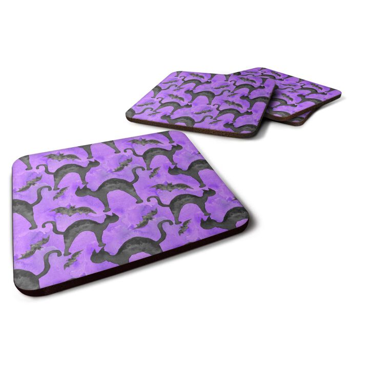 Caroline's Treasures Watecolor Halloween Black Cats on Purple Decorative coasters, 3.5, Multicolor