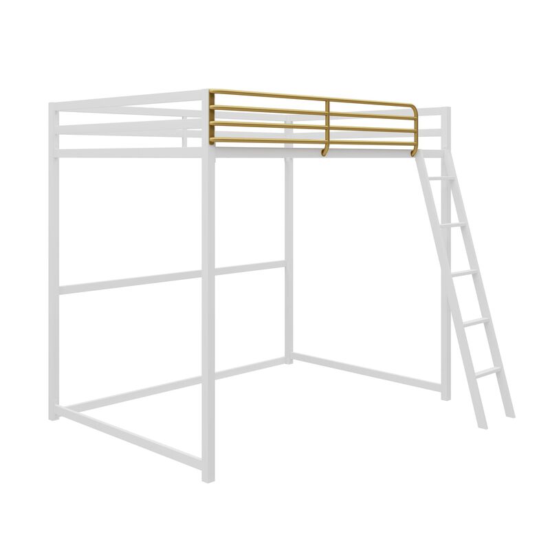 Haven Full Loft Bed, White and Gold
